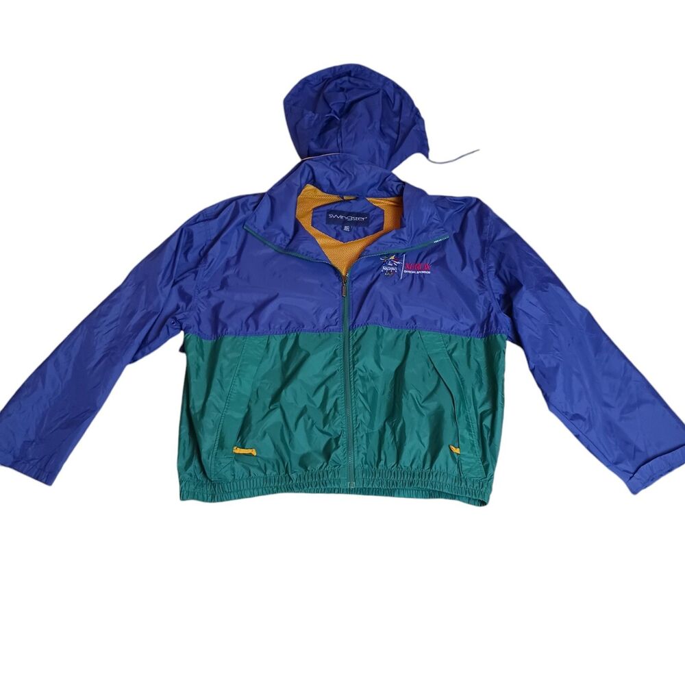 USA OLYMPICS 1998 Nagano Swingster Embroidered XXL Jacket w/ Hood Purple Y2K